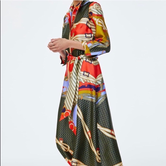 ✨ ZARA “Silk Scarf” Print Midi Dress ✨ - Picture 2 of 8